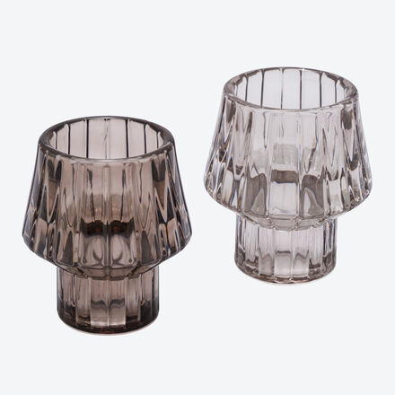 Kerzenhalter 2er Set, braun, 7 x 7 x 8 cm