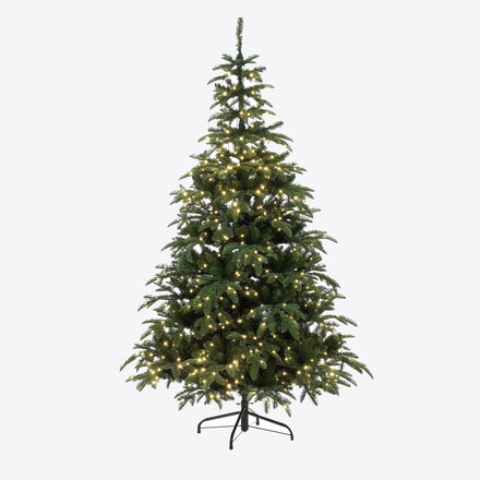 Weihnachtsbaum Größe S mit 400 LEDs, Metallgestell inkl. Ständer, hochwertiges Kunstmaterial, mit Dimmer und Timer, Kabelzuleitung 1,6 m, ø/H 94/155 cm