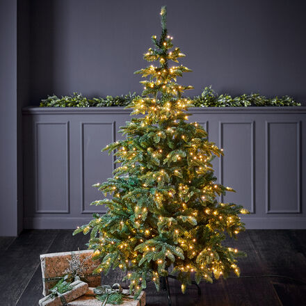 Weihnachtsbaum Größe M mit 600 LEDs, Metallgestell inkl. Ständer, hochwertiges Kunstmaterial, mit Dimmer und Timer, Kabelzuleitung 1,6 m, ø 114 cm/H 185 cm