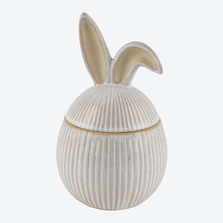 Dose Ei, Keramik Weiß-Beige, Ø 12 x 12 x 21 cm hoch