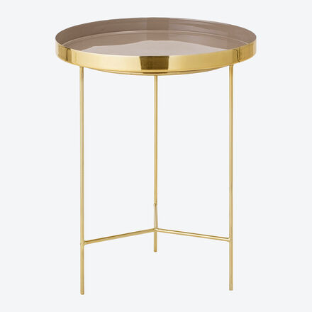 Tablett-Tisch Gold/Braun, ø 40 x 50 cm