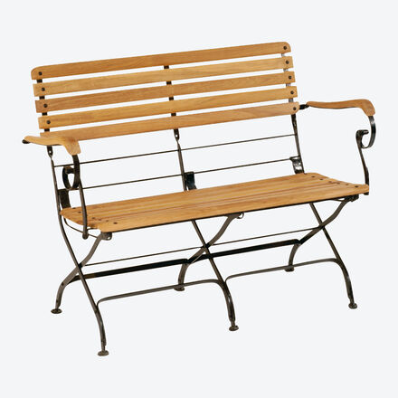 Teak/Eisen Gartenbank, 2 Sitzer klappbar, 114 x 54 x 85 cm (B/T/H) ,24kg