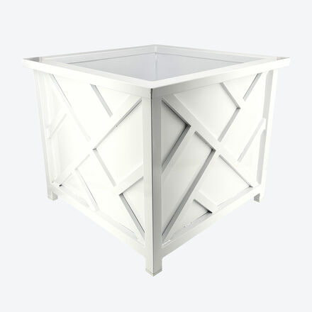 Pflanzkübel Aluminium quadratisch, weiß - Frostfest, wetterfest & leicht - Mit Drainagelöchern & 3D-Muster - 48x48x40 cm für Garten & Terrasse