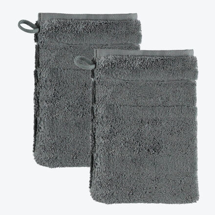 Produktbild f�r '2er-Set Waschhandschuh 16x22cm Exquisit, Anthrazit'