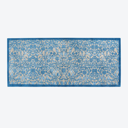 Läufer mit Blumenmuster 65 x 150 cm - 95 % Schmutzaufnahme, saugstark, rutschfest, nachhaltig aus recycelten Materialen, maschinenwaschbar, Blau
