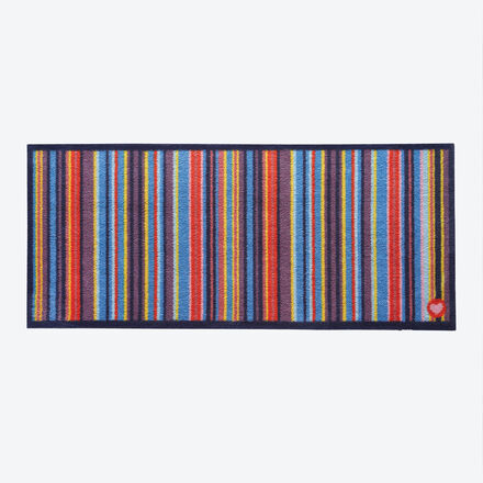 Läufer mit Streifen-Muster 65 x 150 cm - 95 % Schmutzaufnahme, saugstark, nachhaltig aus recycelten Materialien, rutschfest, maschinenwaschbar, bunt