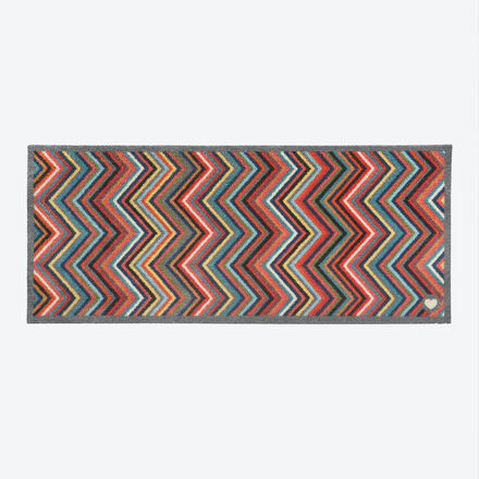 Läufer mit Zickzack-Muster 65 x 150 cm - 95 % Schmutzaufnahme, saugstark, nachhaltig aus recycelten Materialien, rutschfest, maschinenwaschbar, bunt