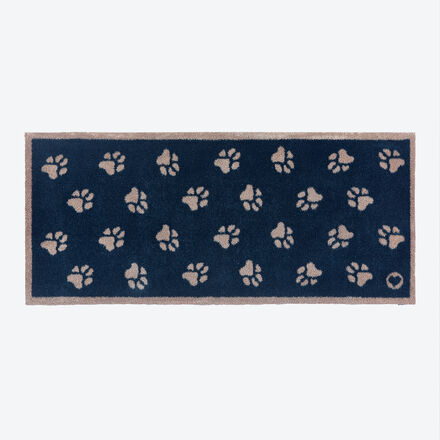 Läufer mit Pfoten-Motiv 65 x 150 cm - 95 % Schmutzaufnahme, saugstark, nachhaltig aus recycelten Materialien, rutschfest, maschinenwaschbar, Blau