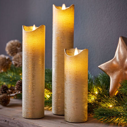 Produktbild f�r '3er Set: Schmale LED Echtwachskerzen f�r dauerhaft stimmungsvolle Beleuchtung'