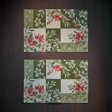 Gobelin-Tischset Blumen, 2 Stück, 32 x 48 cm, 100 % Baumwolle