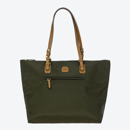 Brics Damen Handtasche 3-in-1 - wasserdicht, nachhaltig, recyceltes Polyamid, 33x17x36 cm, Rindslederbesatz, Lederhenkel, vielseitig, Olive