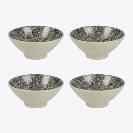 Produktbild fr '4er-Set Mslischalen, /H ca. 15,5/6,5 cm - Lambert Geschirr Kaori, Steinzeug, Schwarz-Wei, Krakelee-Optik, splmaschinenfest'