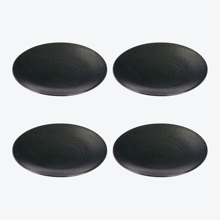 Produktbild fr '4er-Set Speiseteller,  27,5 cm - Lambert Geschirr Kaori, Steinzeug, Schwarz, mit Finish in edler Rochenhaut-Optik'