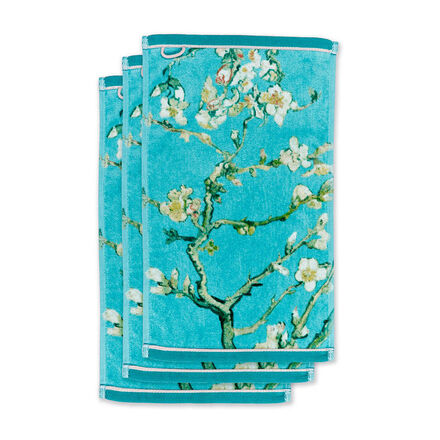 3er-Set Waschhandschuh, Mandelblüte türkis, 16 x 22 cm