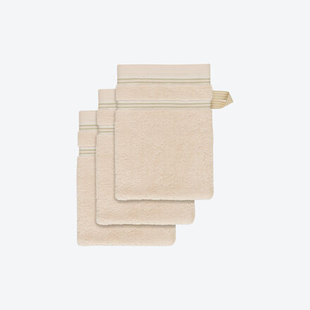 3er-Set Waschhandschuh, Jacquard Natur, 16 x 22 cm