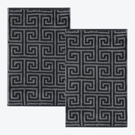 Gästehandtücher 2er-Set, Mäander-Design, 100 % Baumwolle, Frottier-Velours-Qualität, flauschig und weich, sehr saugfähig, 30/50 cm