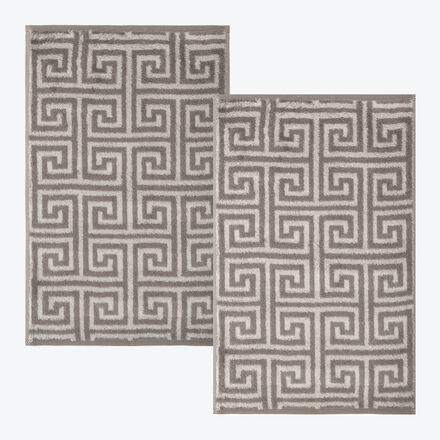 Gästehandtücher 2er-Set, Mäander-Design, 100 % Baumwolle, Frottier-Velours-Qualität, flauschig und weich, sehr saugfähig, 30/50 cm