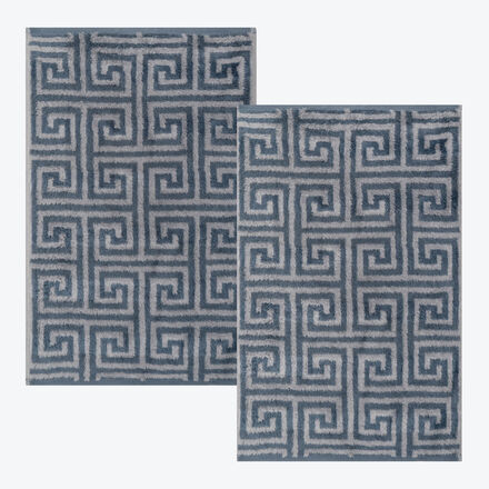 Gästehandtücher 2er-Set, Mäander-Design, 100 % Baumwolle, Frottier-Velours-Qualität, flauschig und weich, sehr saugfähig, 30/50 cm