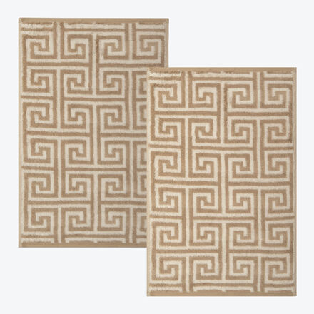 Gästehandtücher 2er-Set, Mäander-Design, 100 % Baumwolle, Frottier-Velours-Qualität, flauschig und weich, sehr saugfähig, 30/50 cm