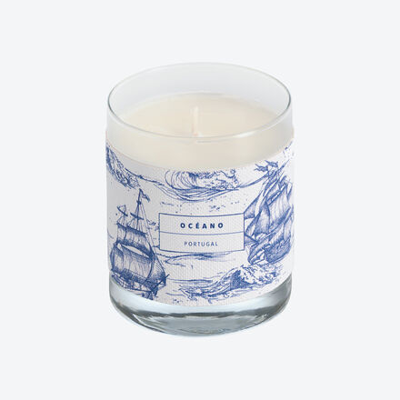 Duft-Kerze Ocean aus pflanzlichem Material, 220 g, Glas 100 % recyclebar, Brenndauer 50 Stunden