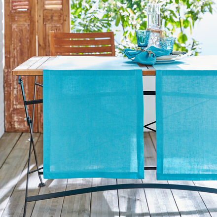 Leinen-Tischläufer, 45 x 170 cm, Blau