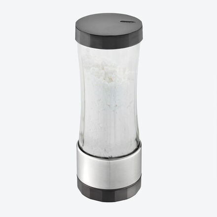 Gefu Puderzuckerstreuer Dispenso mit Edelstahlsieb - Drehmechanismus, präzise Dosierung, schützt vor Feuchtigkeit, für Kakao & Puderzucker, 200 g