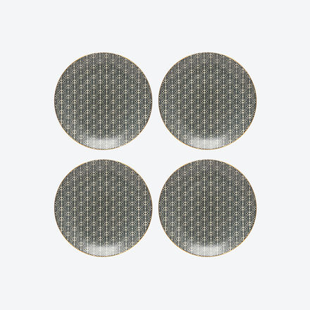 Salat & Desserteller, Blau, Diamant-Dekor, Ø 21 cm, 4 Stück