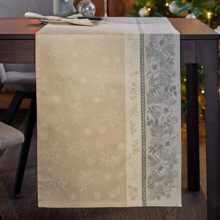 Jacquard-Tischwäsche Eiskristall, Tischläufer, Champagner, 47 x 150 cm