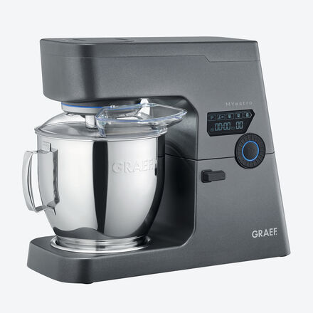 Graef Küchenmaschine - Vollmetall, 230V/800W, 7 l Edelstahl-Rührschüssel, Touch-Display, Pulse-Funktion, inkl. Zubehör - 24,4 x 47,9 x 41,2 cm