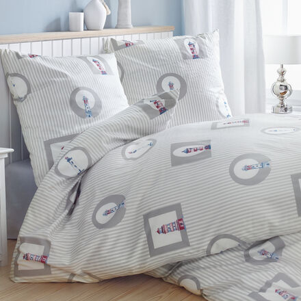 Produktbild fr 'Atmungsaktive Mako-Satin-Bettwsche mit maritimem Flair, Baumwoll-Bettwsche, Sommer-Bettwsche'
