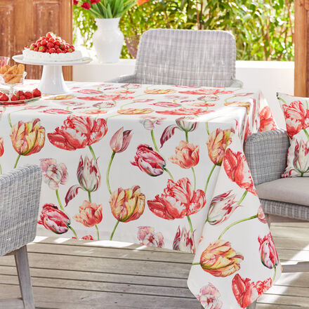 Produktbild fr 'Baumwoll-Tischdecke mit farbenfrohen Tulpen, Tischwsche, Mitteldecke'