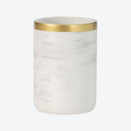 Produktbild fr 'Becher in Marmor-Optik mit Golddetails, Badezimmeraccessoires, Zahnputzbecher'