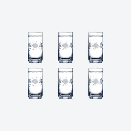 Produktbild fr 'Bhmische Kristall-Wasserglser mit filigranem Pantografie-Blumenmotiv'