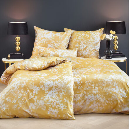 Produktbild fr 'Damast-Bettwsche Fleur - 100 % veredelte Baumwolle, Bordeaux/Gold'