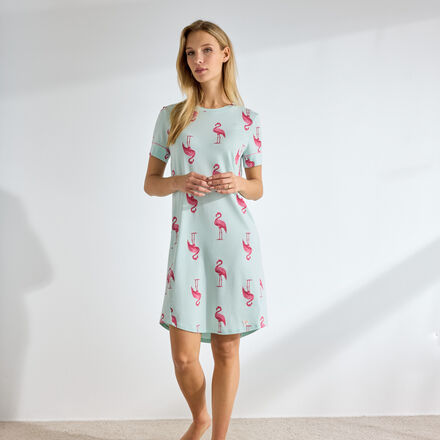 Produktbild f�r 'Damen-Nachtw�sche-Schlafshirt mit Flamingo-Allover'