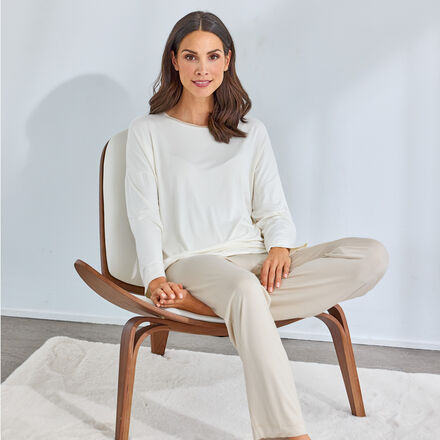 Produktbild fr 'Damen-Pyjama - 95 % Bambus, 5 % Elasthan, Creme/Beige'