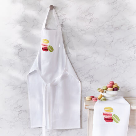 Produktbild fr 'Edle Kchenschrze mit handappliziertem Macaron-Motiv'