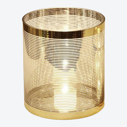 Produktbild fr 'Effektvolles Glas-Windlicht mit Golddekor, Teelicht, Windlichtglas, Tischdeko'