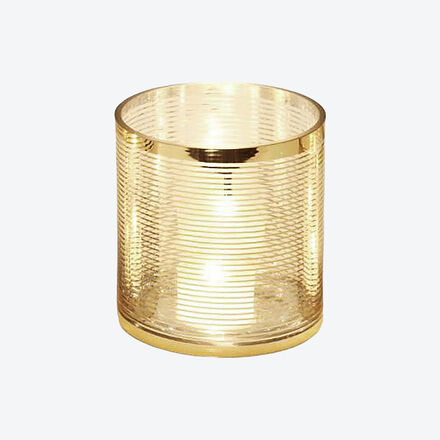 Produktbild fr 'Effektvolles Glas-Windlicht mit Golddekor, Teelicht, Windlichtglas, Tischdeko'