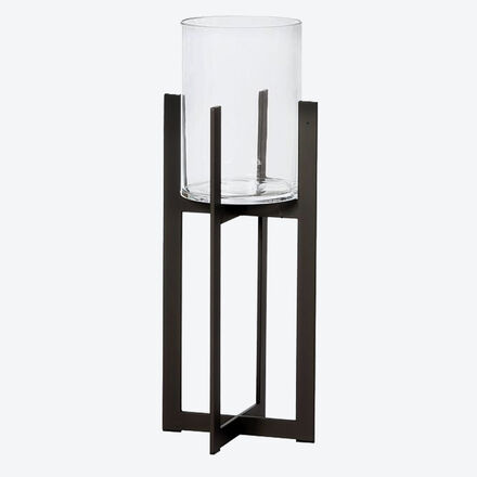 Produktbild fr 'Elegantes Bodenwindlicht mit Glaseinsatz, Windlicht, Kerzenhalter, Kerzenstnder, Gartenwindlicht'