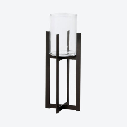 Produktbild fr 'Elegantes Bodenwindlicht mit Glaseinsatz, Windlicht, Kerzenhalter, Kerzenstnder, Gartenwindlicht'