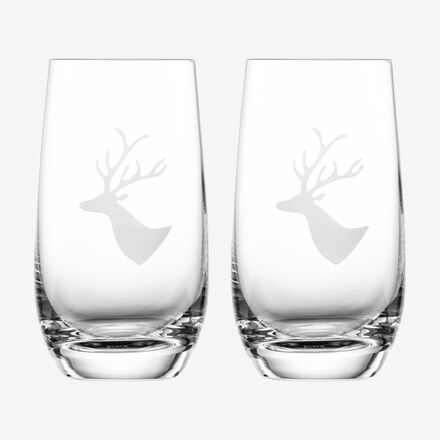 Produktbild fr 'Erstklassige Kristall-Wasserglser mit alpinem Hirsch-Dekor'