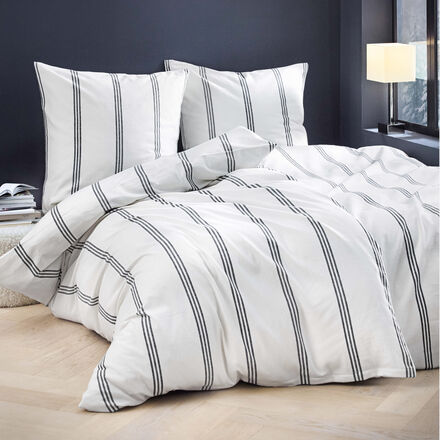 Produktbild fr 'Flanell-Bettwsche Black Stripe - weicher Flanell, 100 % Baumwolle'