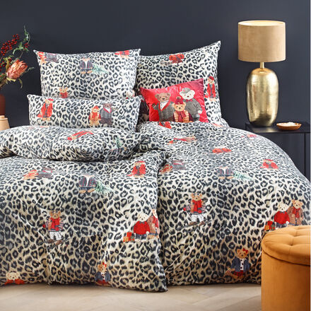 Produktbild fr 'Flanell-Bettwsche Leo-Print mit Teddy - 100 % Baumwolle'