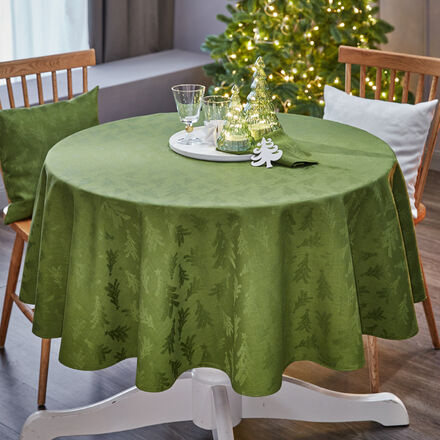 Produktbild fr 'Fleckgeschtzte, unifarbene Tischdecke mit Tannenbaum-Motiv'