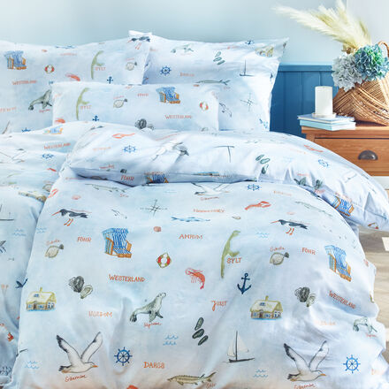 Produktbild fr 'GOTS-zertifizierte Bio-Satin-Bettwsche mit Nordsee-Motiven'