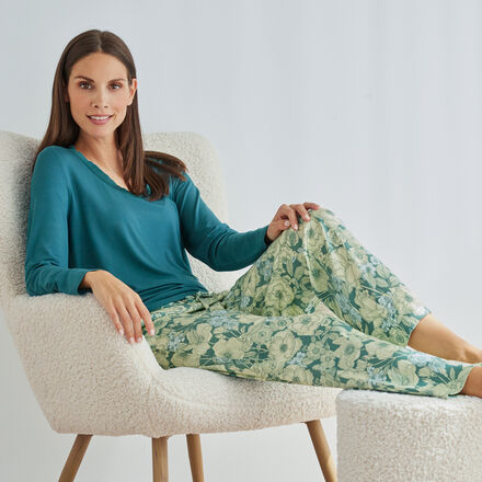 Produktbild fr 'Gepflegte Pyjamahose mit Bltenprint zum Mixen & Matchen, Nachtwsche, Pyjama, Schlafbekleidung, Loungewear, Nachthemd, Schlafan'