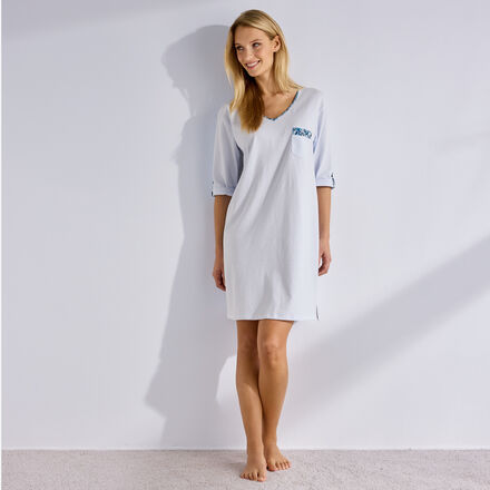 Produktbild f�r 'Gestreiftes Nachthemd mit Liberty-Blumenstoff, Gr��e 36-48'