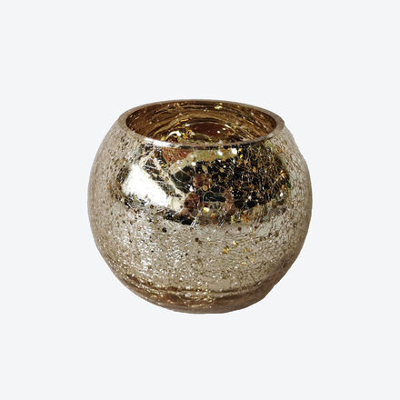 Produktbild fr 'Glas-Windlicht in edler Crackle-Optik - Goldfarbene Beschichtung'