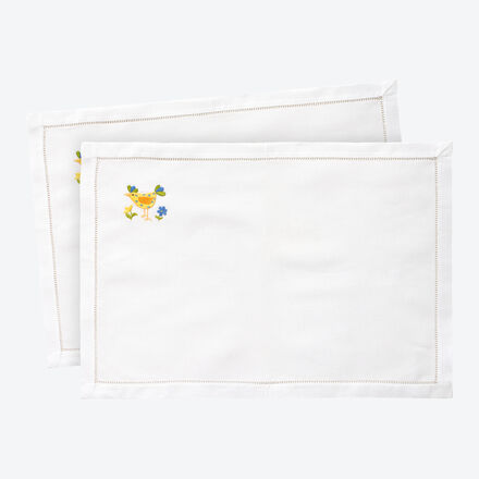 Produktbild fr 'Handbestickte feine Hohlsaum-Tischsets mit frhlichem Dessin'